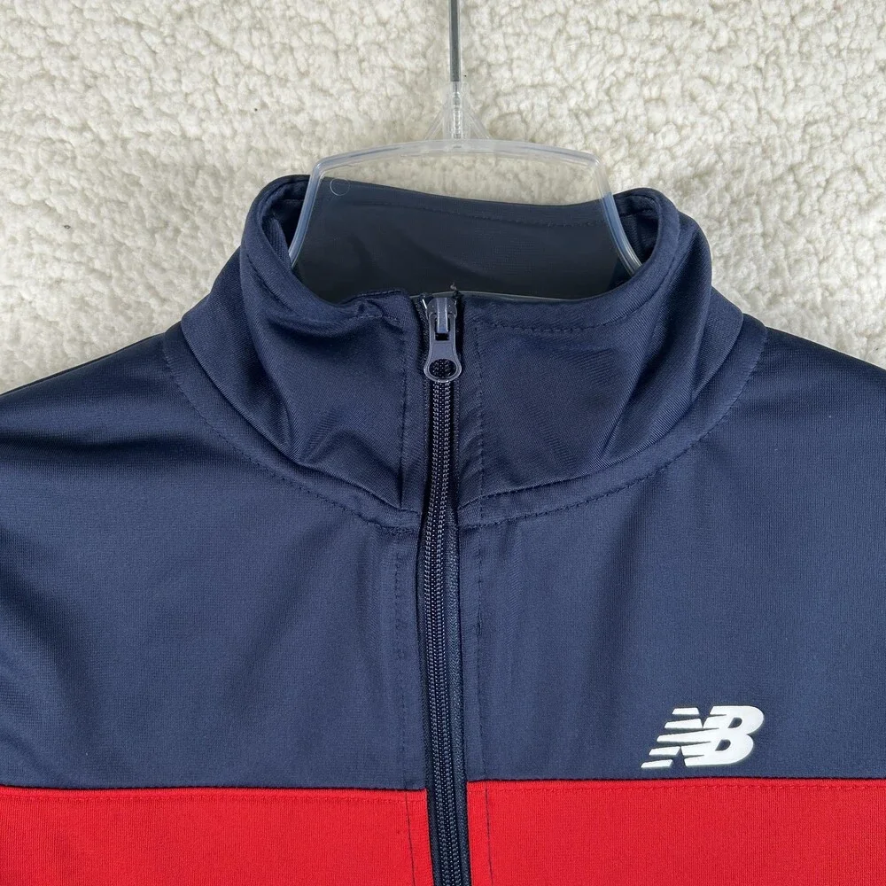 New Balance Track Jacket Youth 8 Blue Red Colorblock Full Zip Stand Collar
